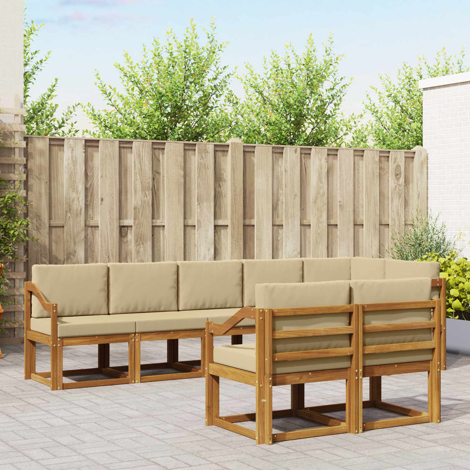 vidaXL Zestaw sof na zewnątrz z poduszką 8 pcs Naturalny i Beżowy