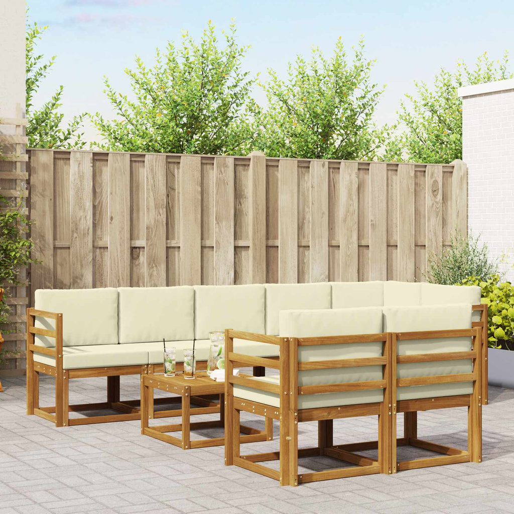 vidaXL Zestaw sof na zewnątrz z poduszką 9 pcs Naturalny i Kremowy