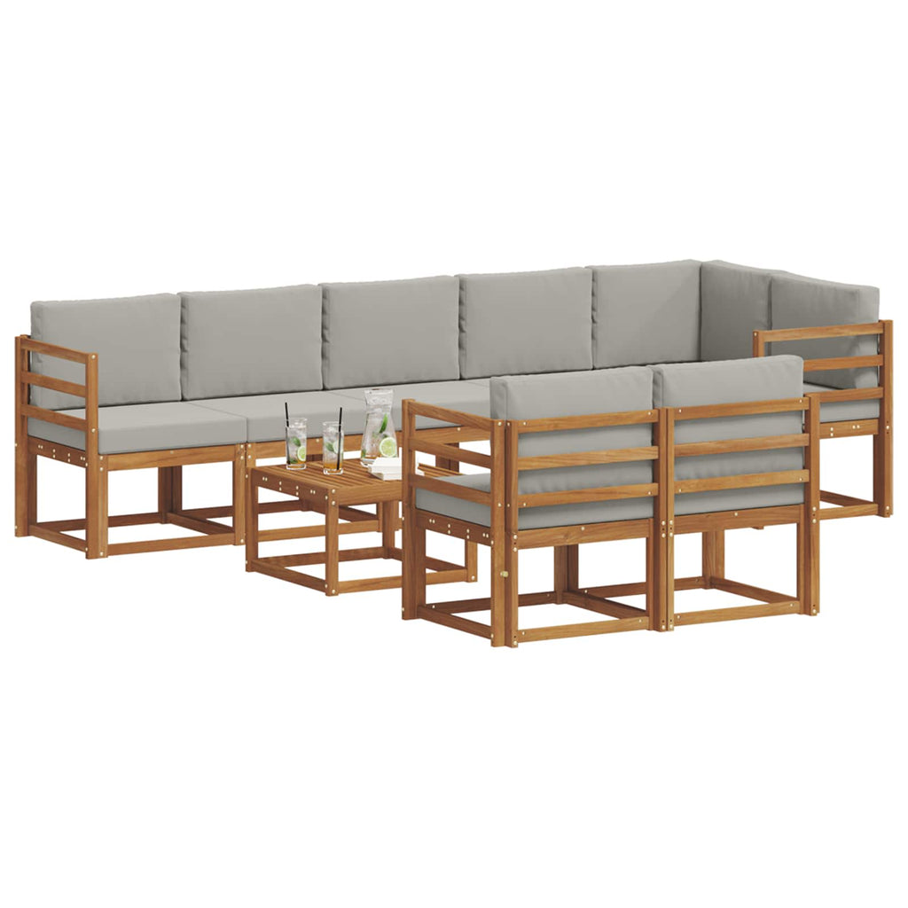 vidaXL Zestaw sof na zewnątrz z poduszką 9 pcs Naturalny i Jasny Szary