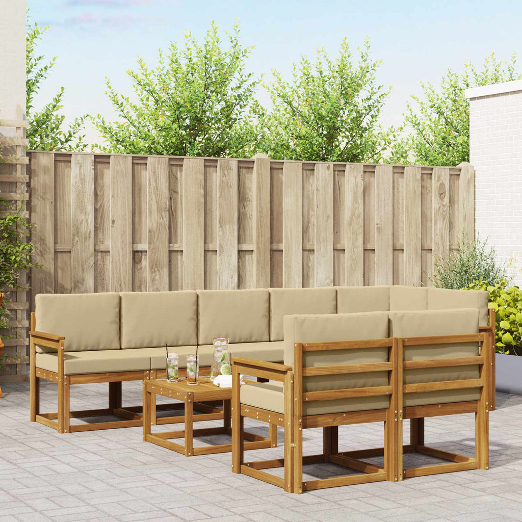 vidaXL Zestaw sof na zewnątrz z poduszką 9 pcs Naturalny i Beżowy
