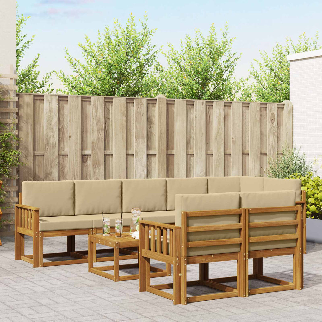 vidaXL Zestaw sof na zewnątrz z poduszką 9 pcs Naturalny i Beżowy