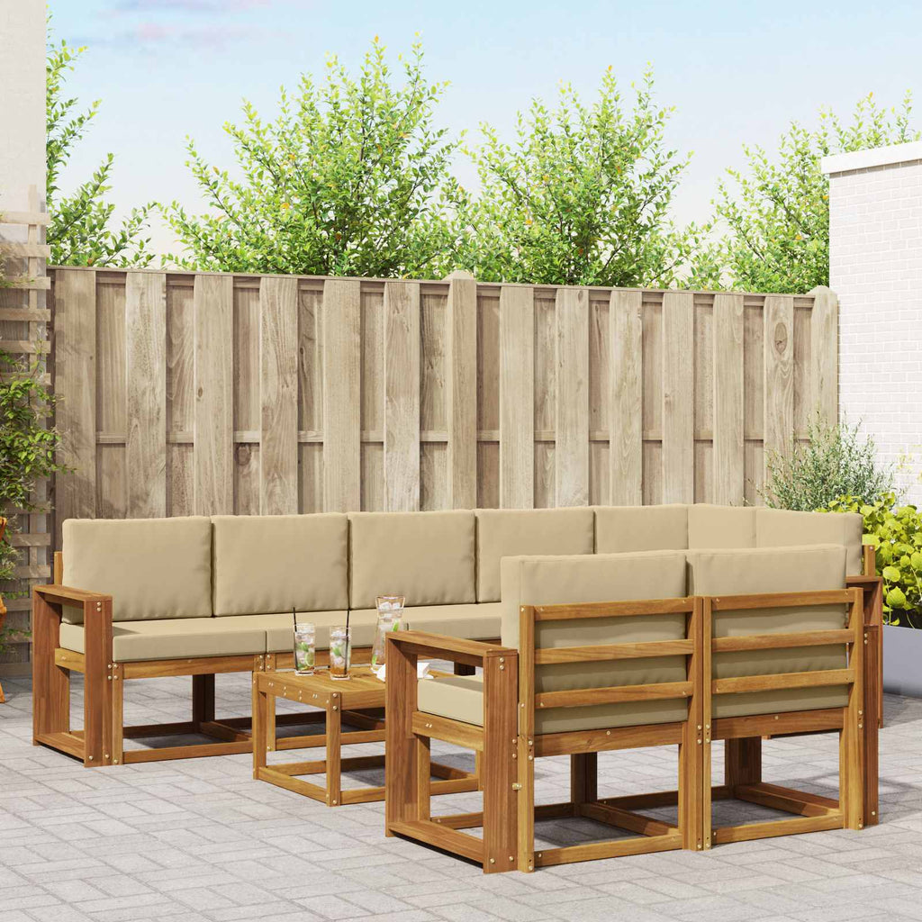 vidaXL Zestaw sof na zewnątrz z poduszką 9 pcs Naturalny i Beżowy