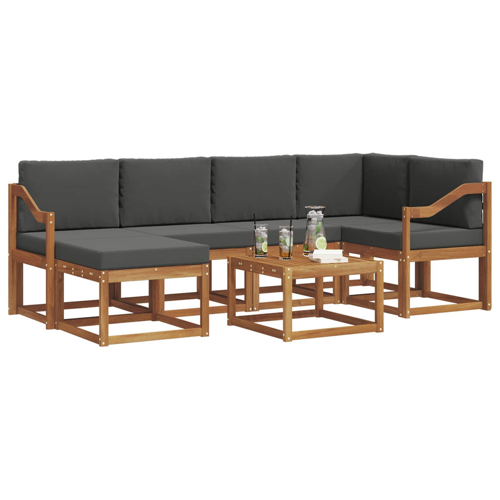 vidaXL Zestaw sof na zewnątrz z poduszką 7 pcs Naturalny i Antracytowy