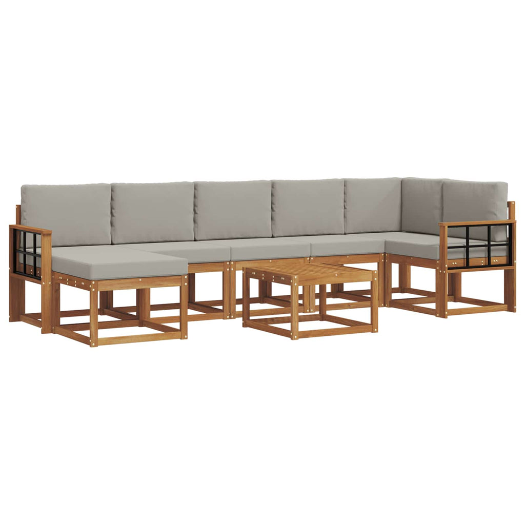 vidaXL Zestaw sof na zewnątrz z poduszką 8 pcs Naturalny i Jasny Szary