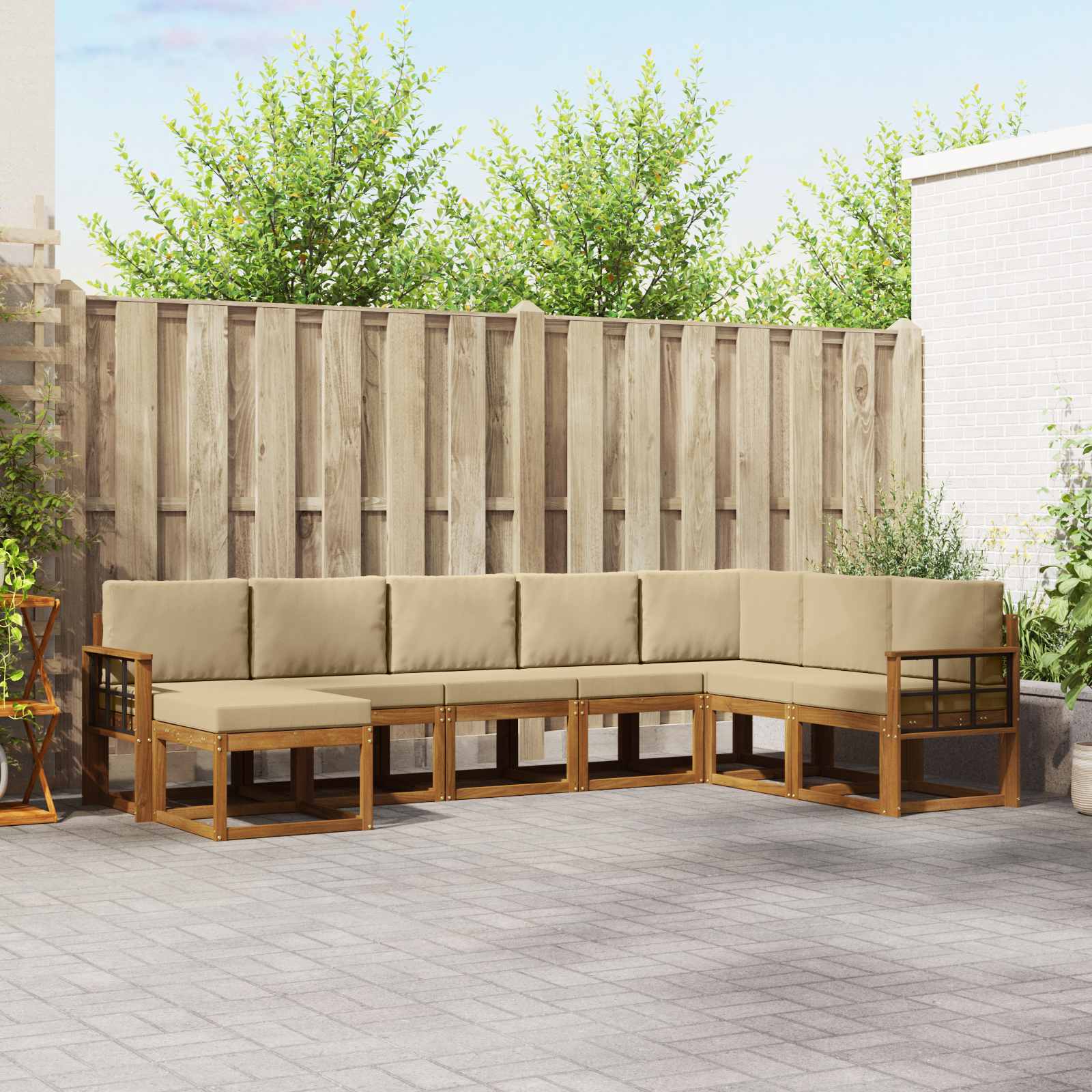 vidaXL Zestaw sof na zewnątrz z poduszką 8 pcs Naturalny i Beżowy