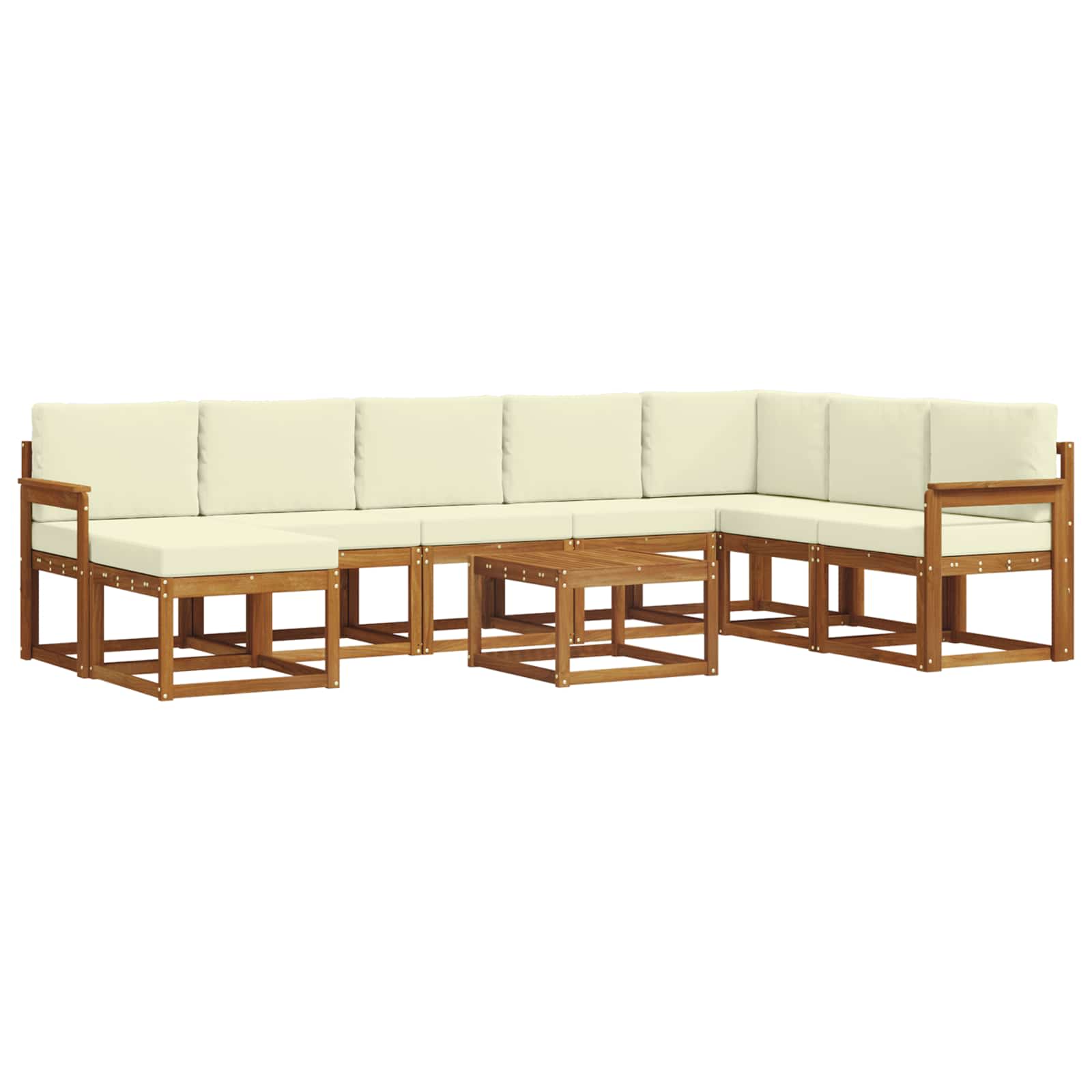 vidaXL Zestaw sof na zewnątrz z poduszką 9 pcs Naturalny i Kremowy