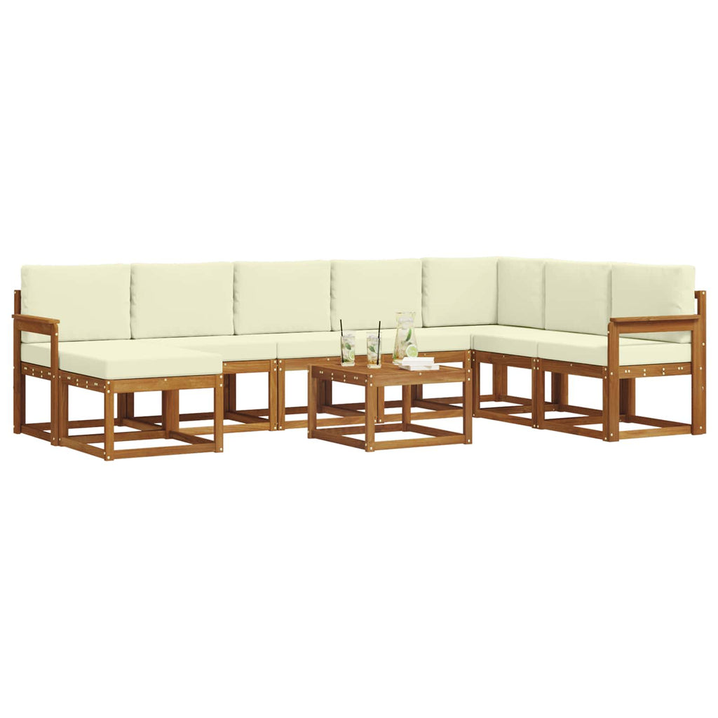 vidaXL Zestaw sof na zewnątrz z poduszką 9 pcs Naturalny i Kremowy