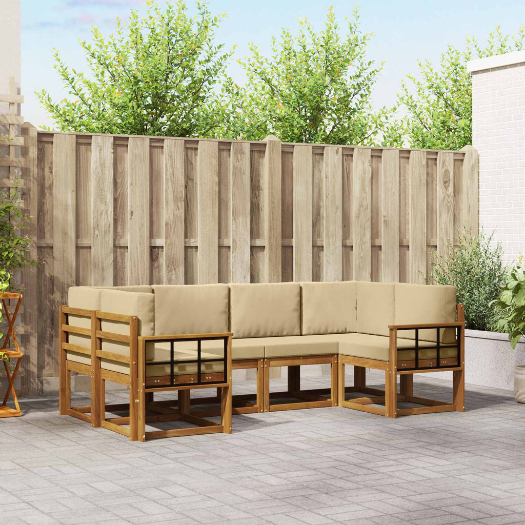 vidaXL Zestaw sof na zewnątrz z poduszką 6 pcs Naturalny i Beżowy