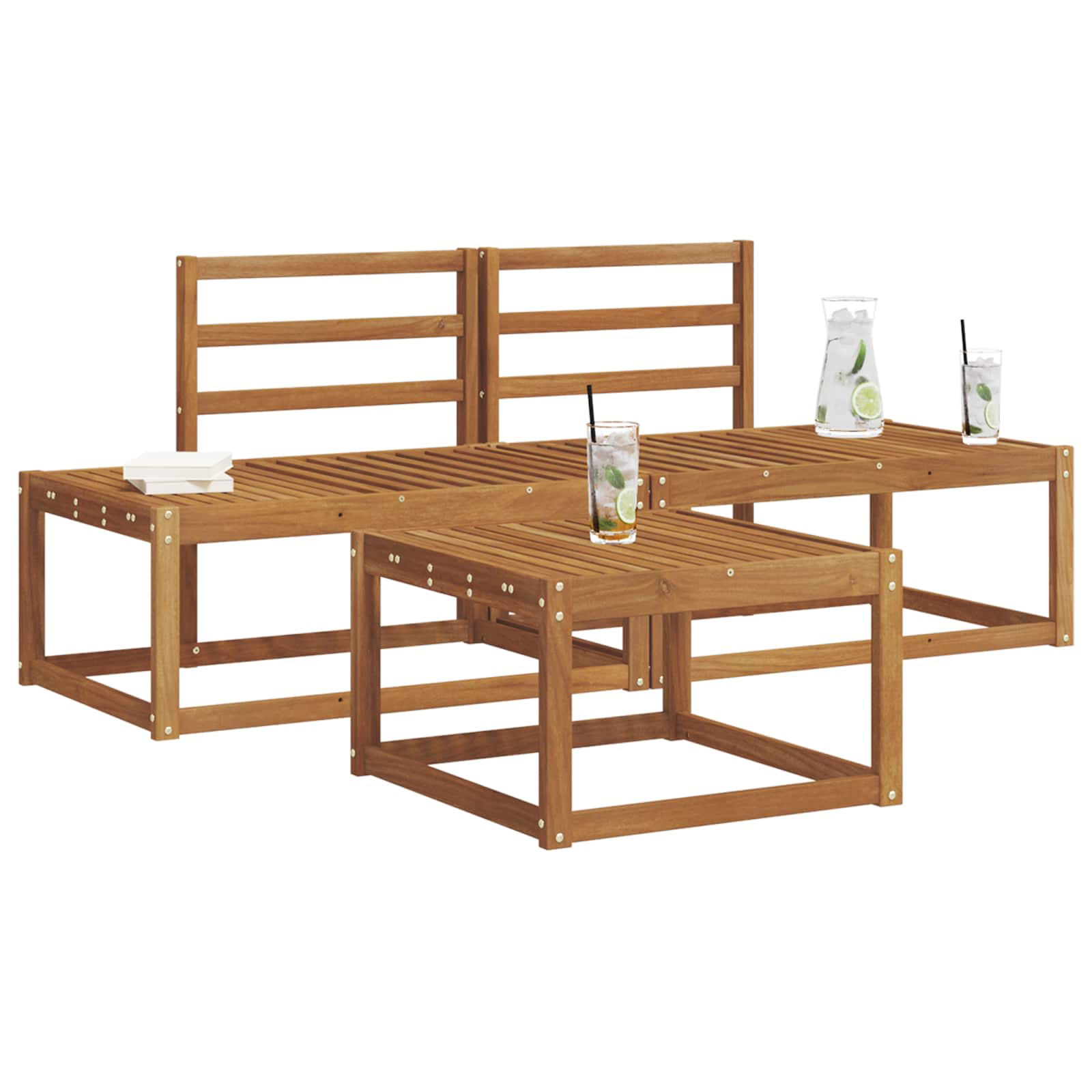 vidaXL Zestaw sof na zewnątrz 3 pcs Naturalny Lite Drewno Akacji