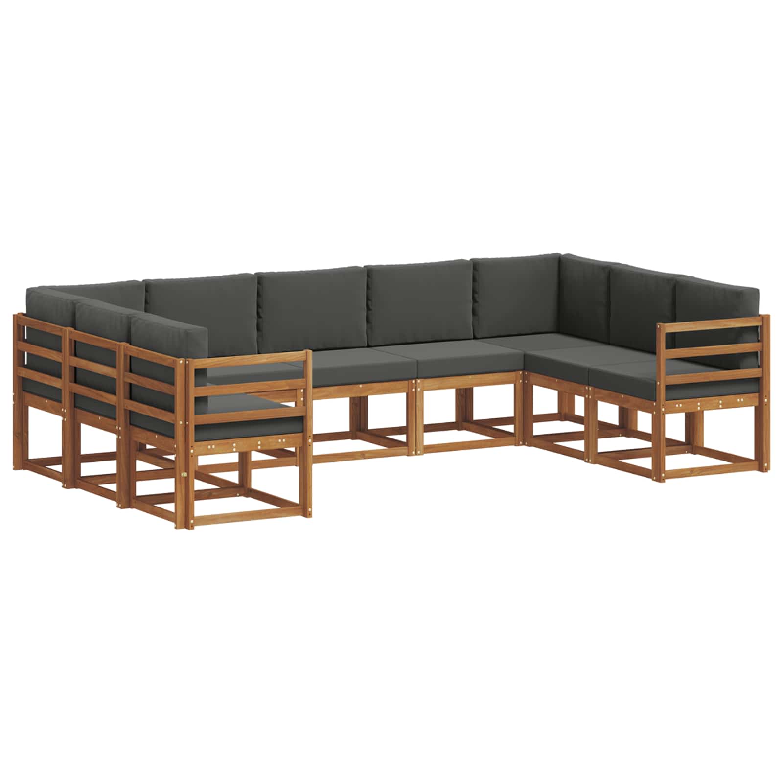 vidaXL Zestaw sof na zewnątrz z poduszką 9 pcs Naturalny i Antracytowy