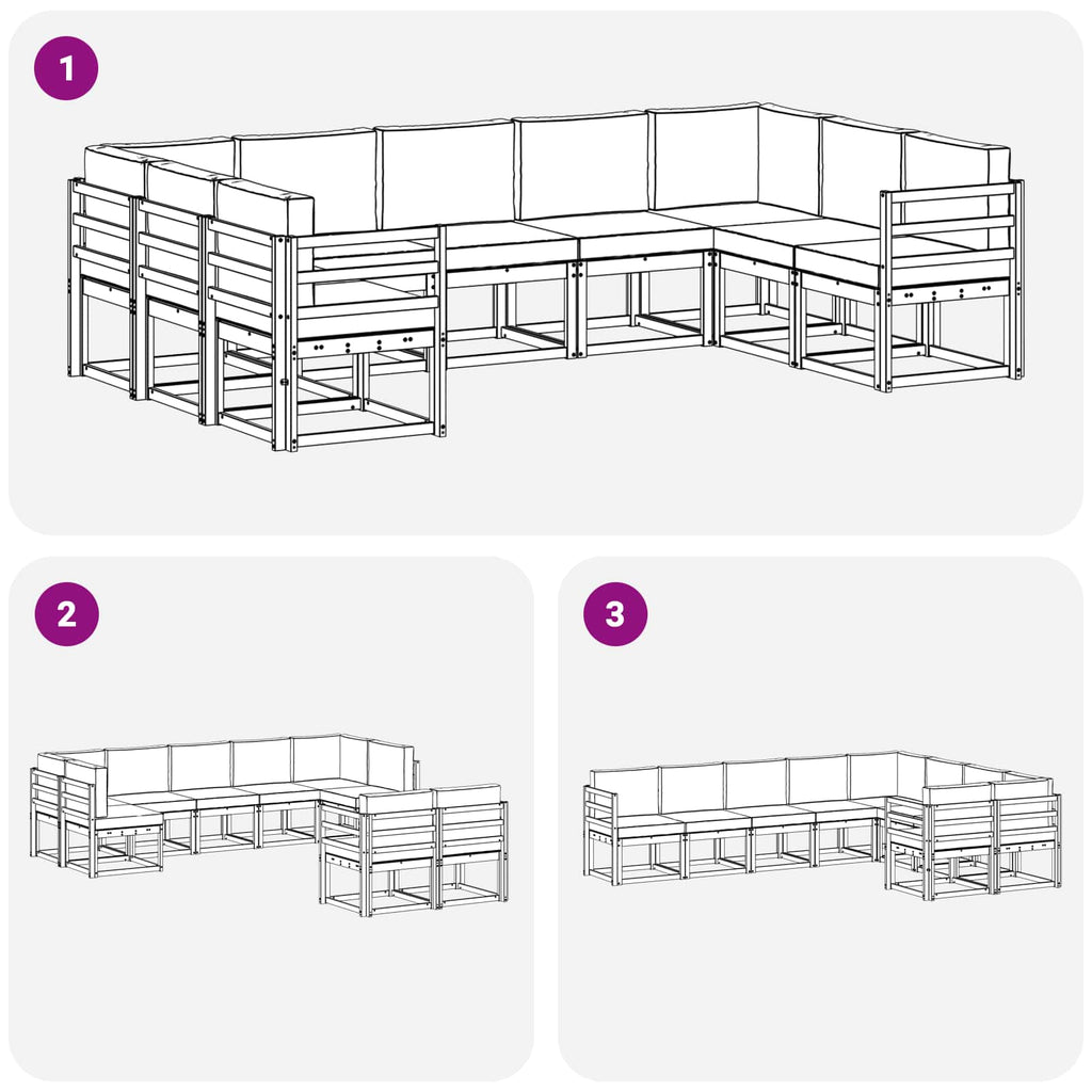 vidaXL Zestaw sof na zewnątrz z poduszką 9 pcs Naturalny i Beżowy