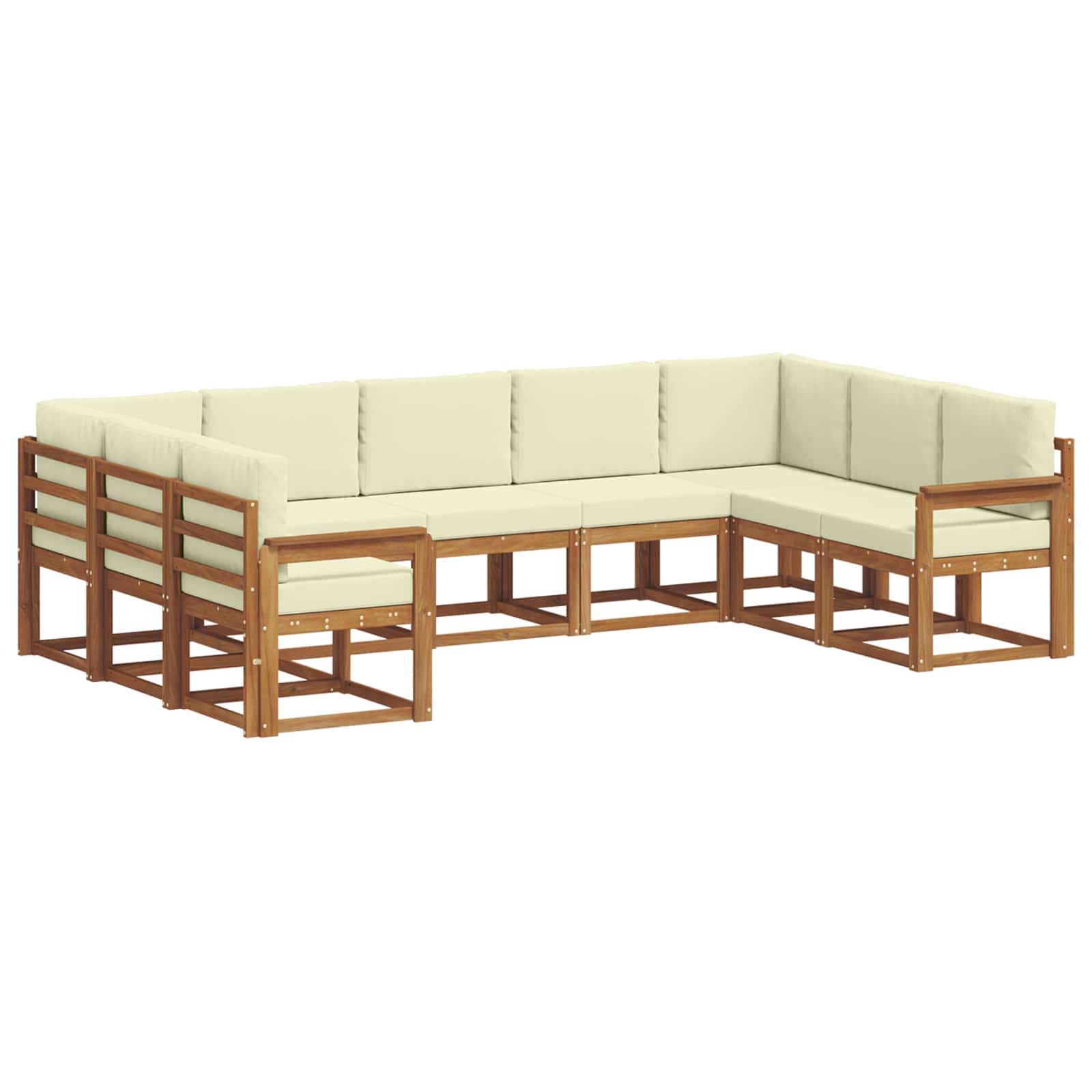 vidaXL Zestaw sof na zewnątrz z poduszką 9 pcs Naturalny i Kremowy