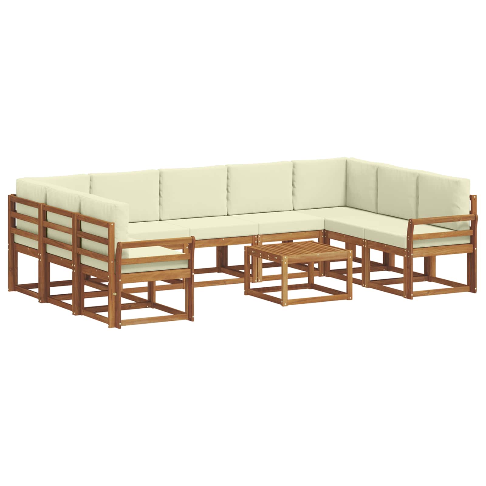 vidaXL Zestaw sof na zewnątrz z poduszką 10 pcs Naturalny i Kremowy
