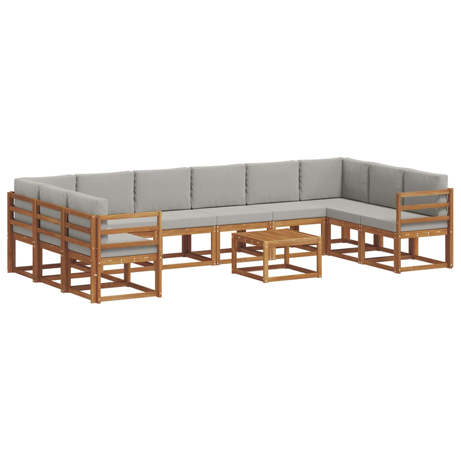 vidaXL Zestaw sof na zewnątrz 11 pcs Naturalny i Jasny Szary