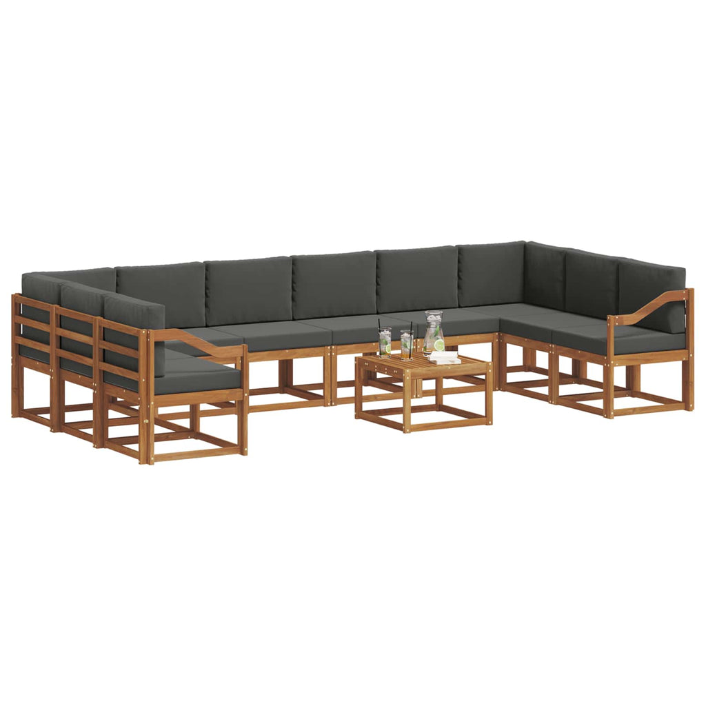 vidaXL Zestaw sof na zewnątrz 11 pcs Naturalny i Antracytowy