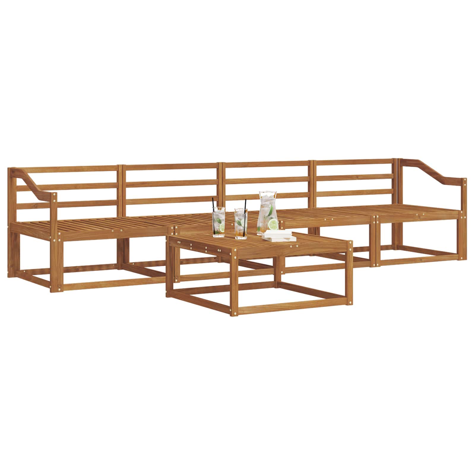 vidaXL Zestaw sof na zewnątrz 5 pcs Naturalny Lite Drewno Akacji