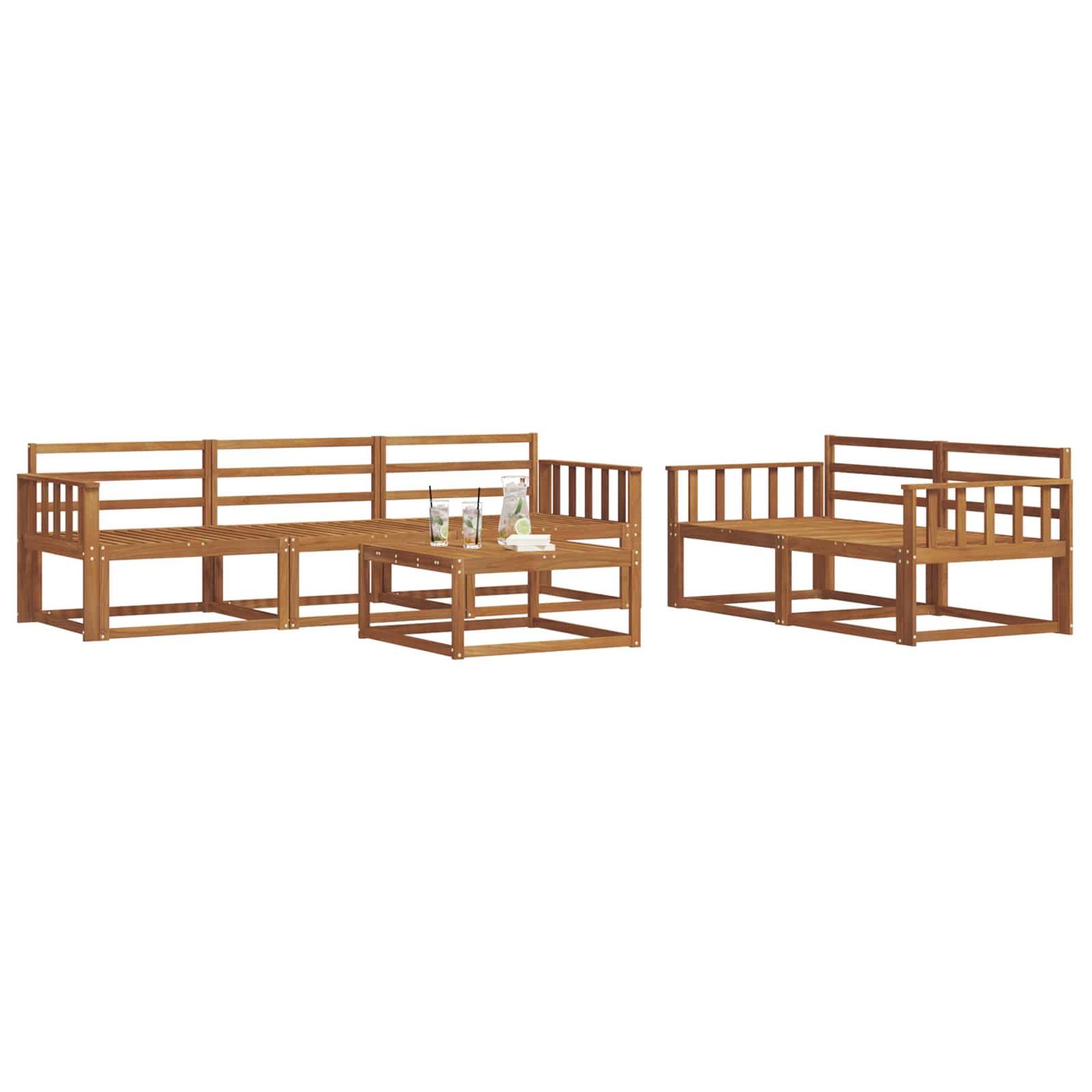 vidaXL Zestaw sof na zewnątrz 6 pcs Naturalny Lite Drewno Akacji
