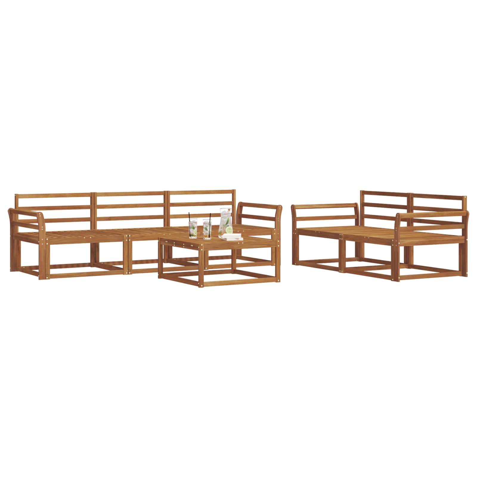 vidaXL Zestaw sof na zewnątrz 6 pcs Naturalny Lite Drewno Akacji