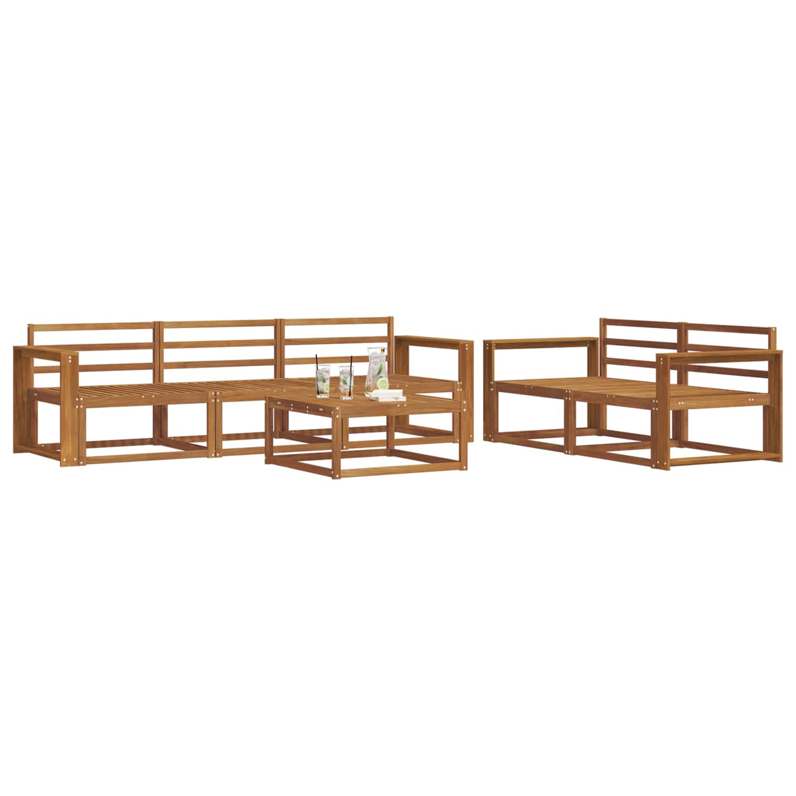 vidaXL Zestaw sof na zewnątrz 6 pcs Naturalny Lite Drewno Akacji