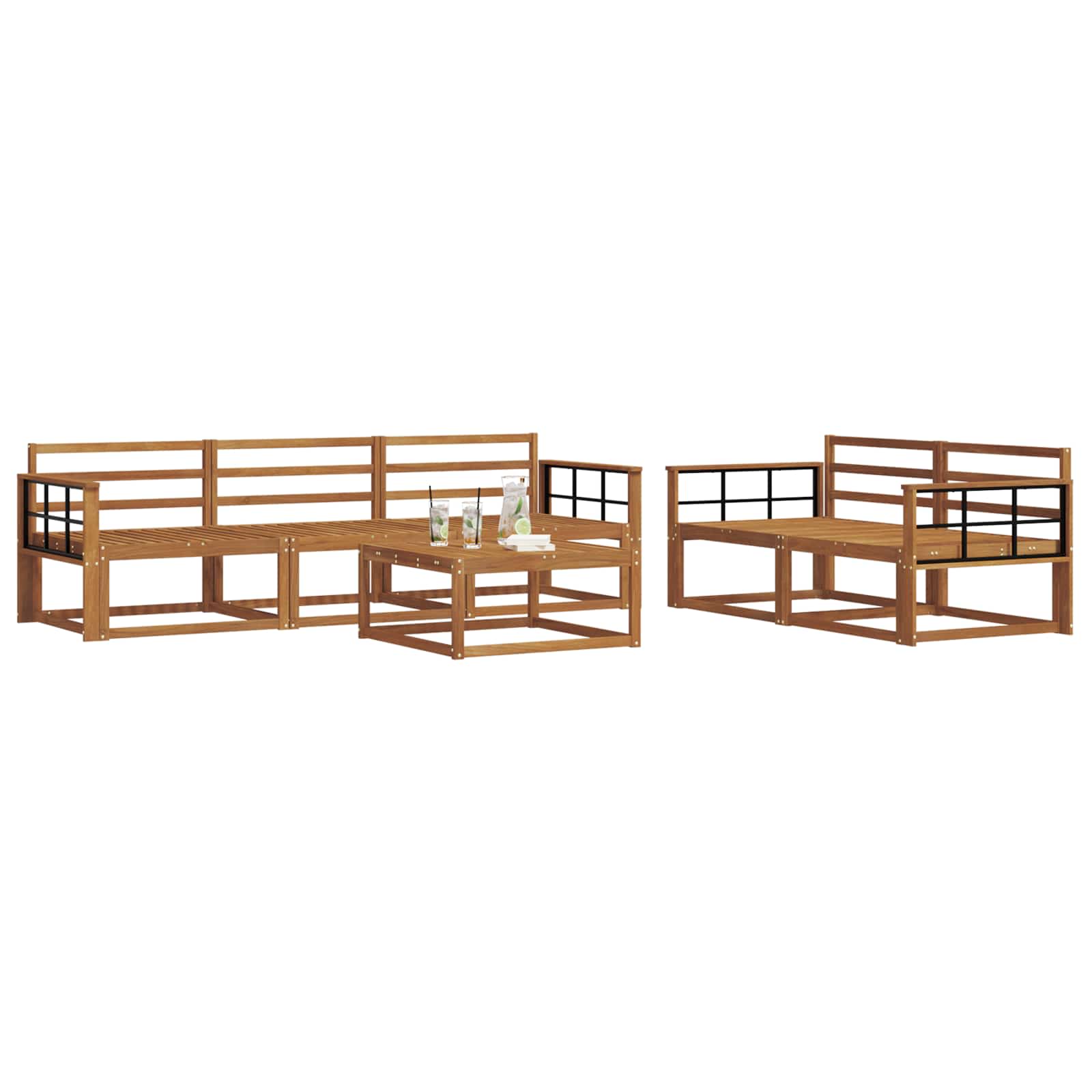 vidaXL Zestaw sof na zewnątrz 6 pcs Naturalny Lite Drewno Akacji