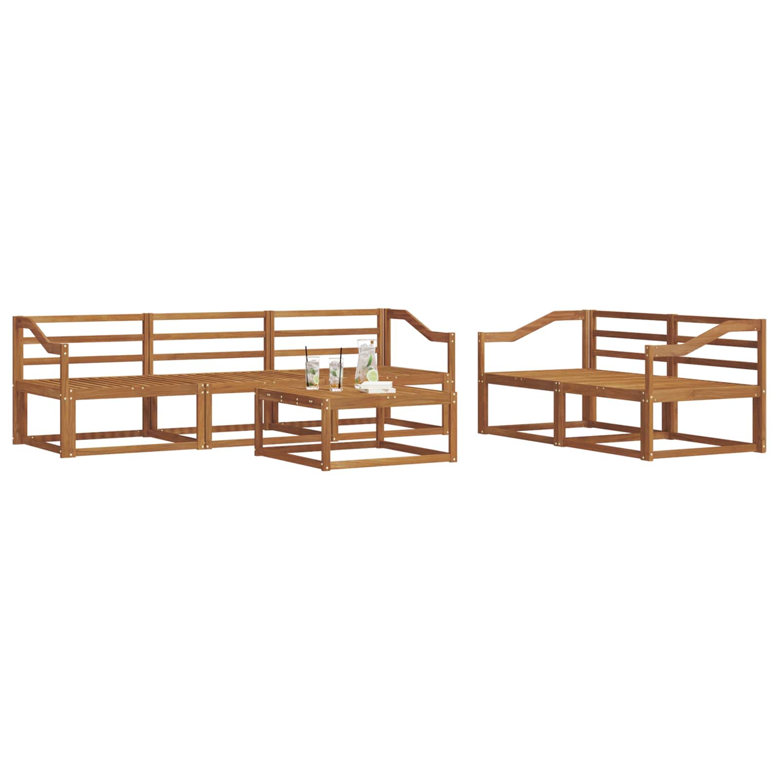 vidaXL Zestaw sof na zewnątrz 6 pcs Naturalny Lite Drewno Akacji
