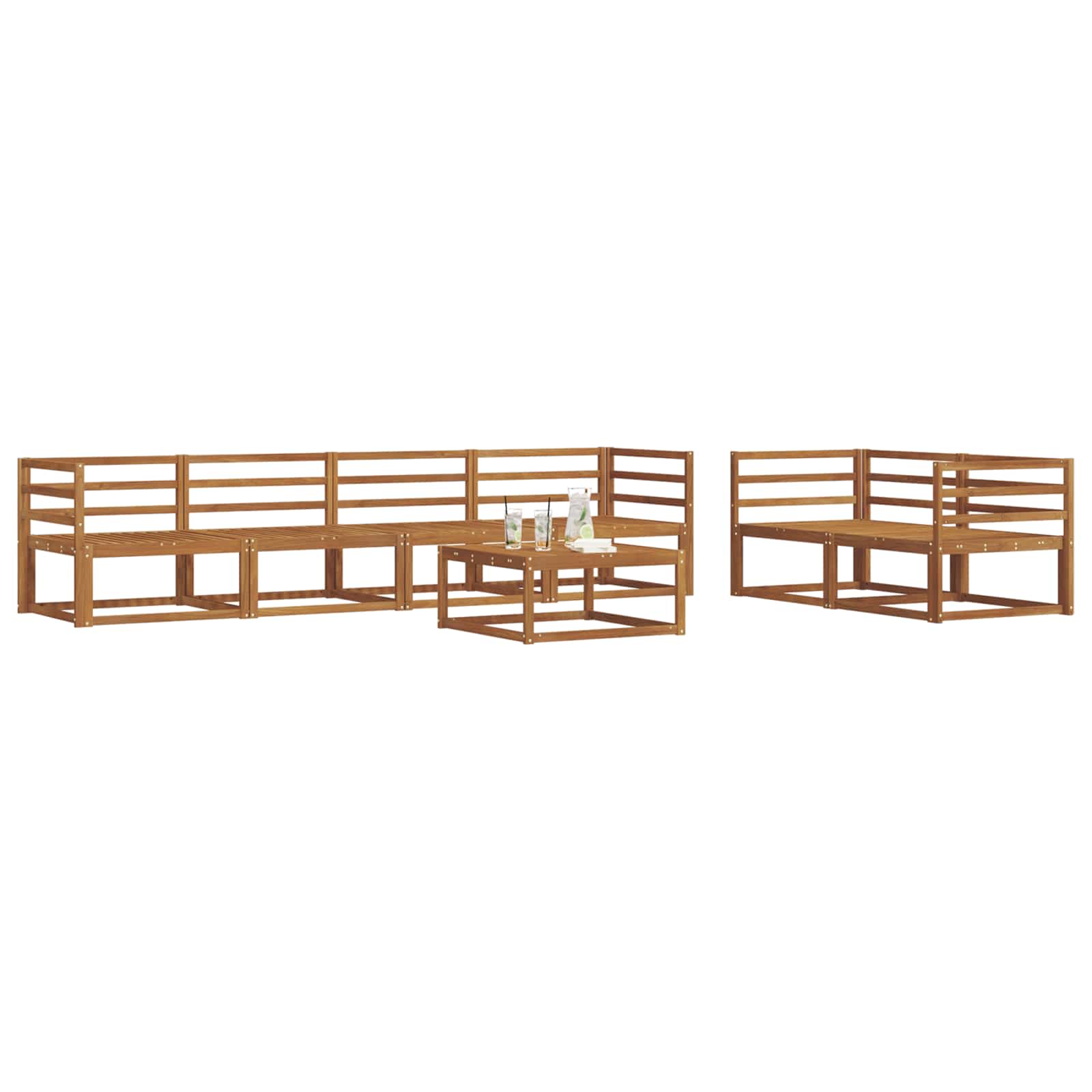 vidaXL Zestaw sof na zewnątrz 7 pcs Naturalny Lite Drewno Akacji