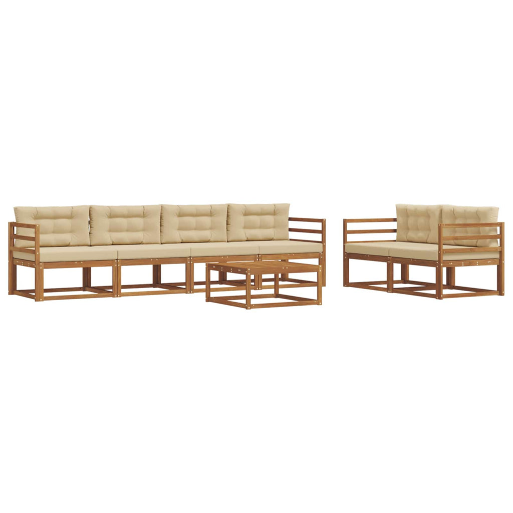 vidaXL Zestaw sof na zewnątrz z poduszką 7 pcs Naturalny i Beżowy