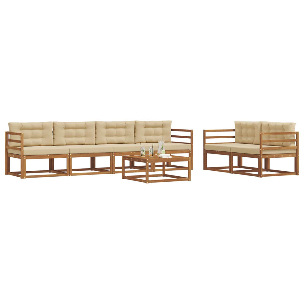 vidaXL Zestaw sof na zewnątrz z poduszką 7 pcs Naturalny i Beżowy