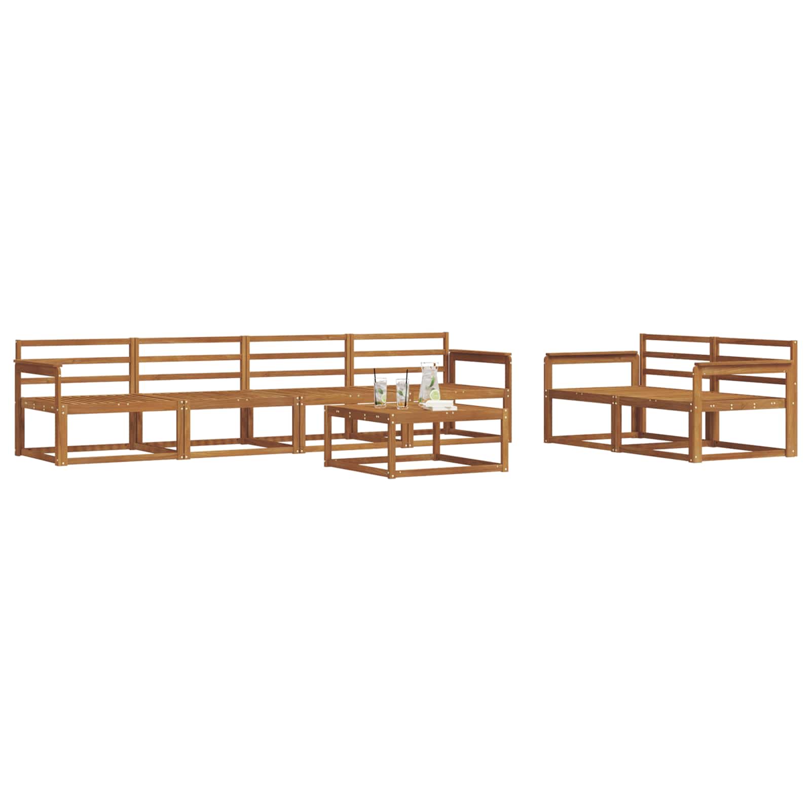 vidaXL Zestaw sof na zewnątrz 7 pcs Naturalny Lite Drewno Akacji