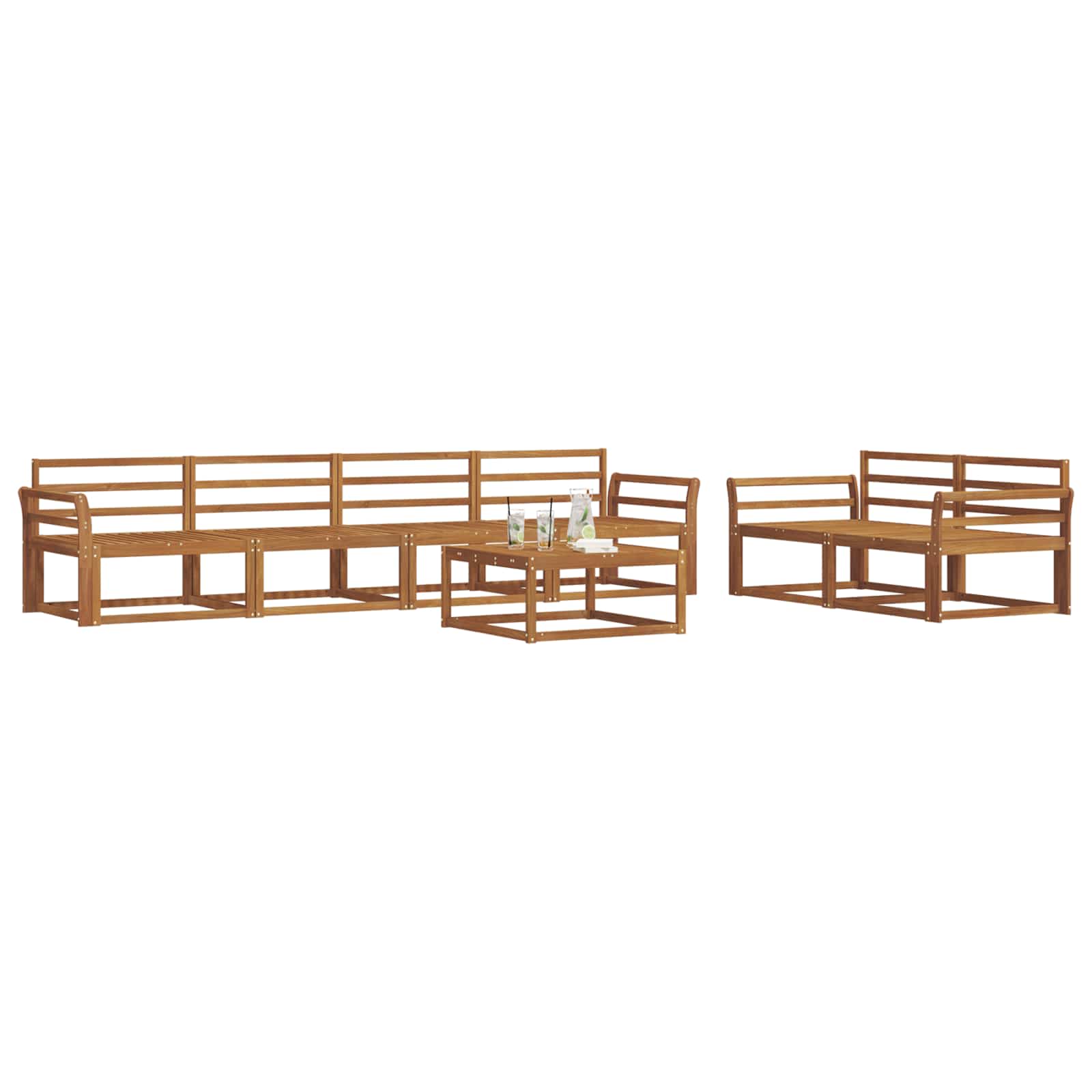 vidaXL Zestaw sof na zewnątrz 7 pcs Naturalny Lite Drewno Akacji