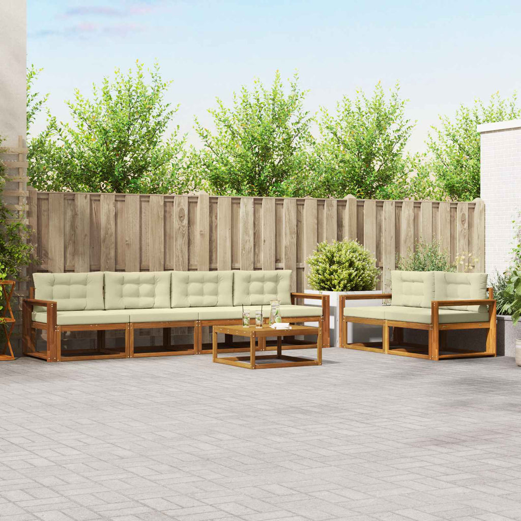 vidaXL Zestaw sof na zewnątrz z poduszką 7 pcs Naturalny i Kremowy