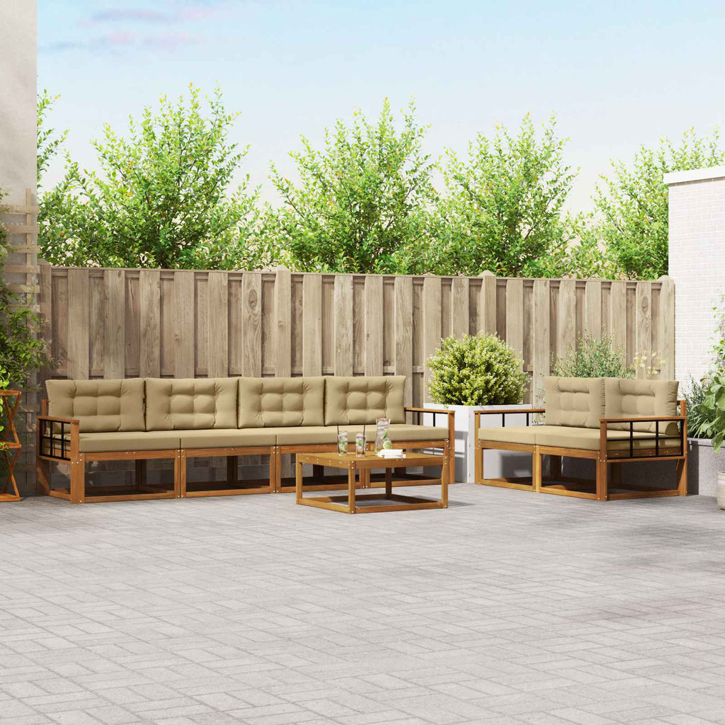 vidaXL Zestaw sof na zewnątrz z poduszką 7 pcs Naturalny i Beżowy