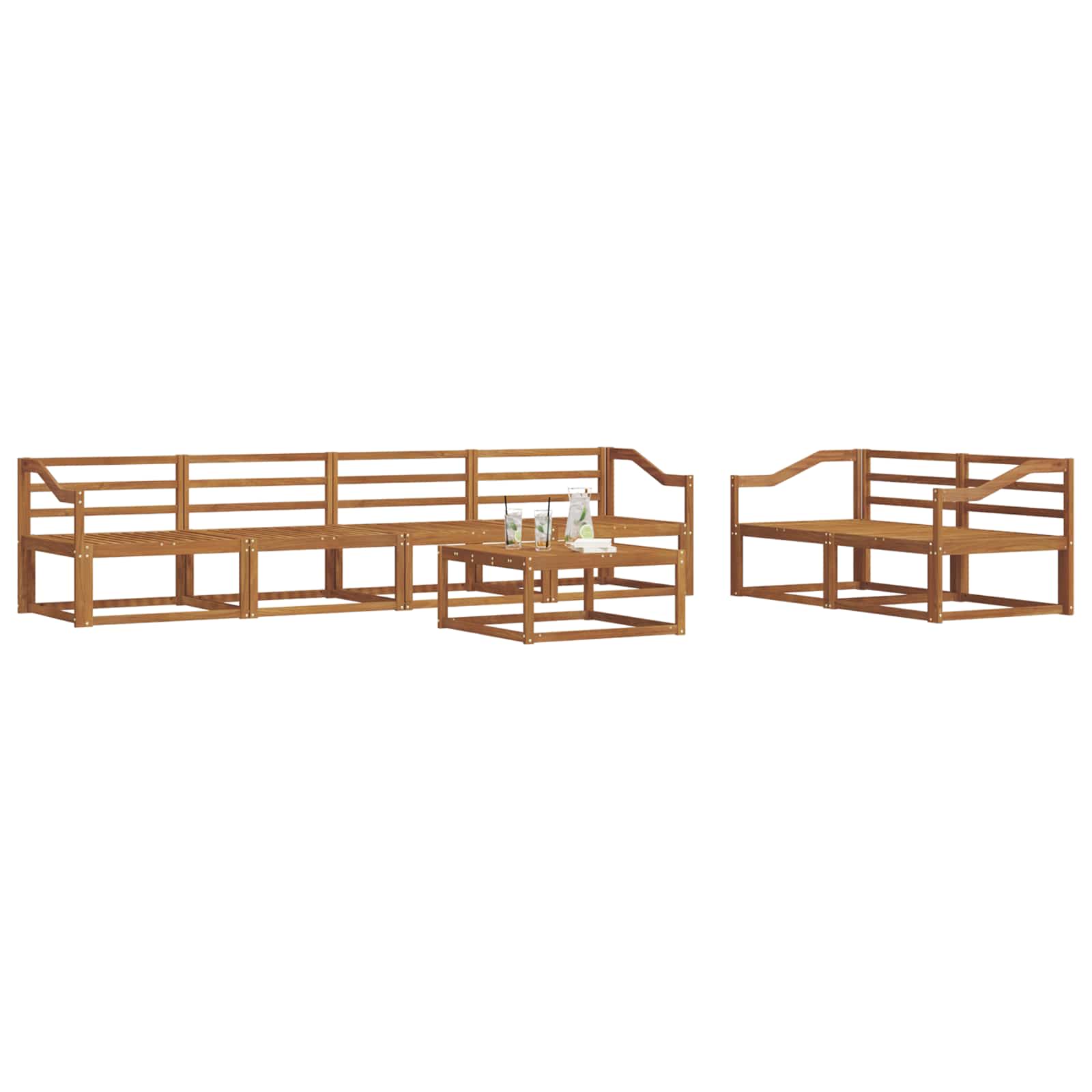 vidaXL Zestaw sof na zewnątrz 7 pcs Naturalny Lite Drewno Akacji