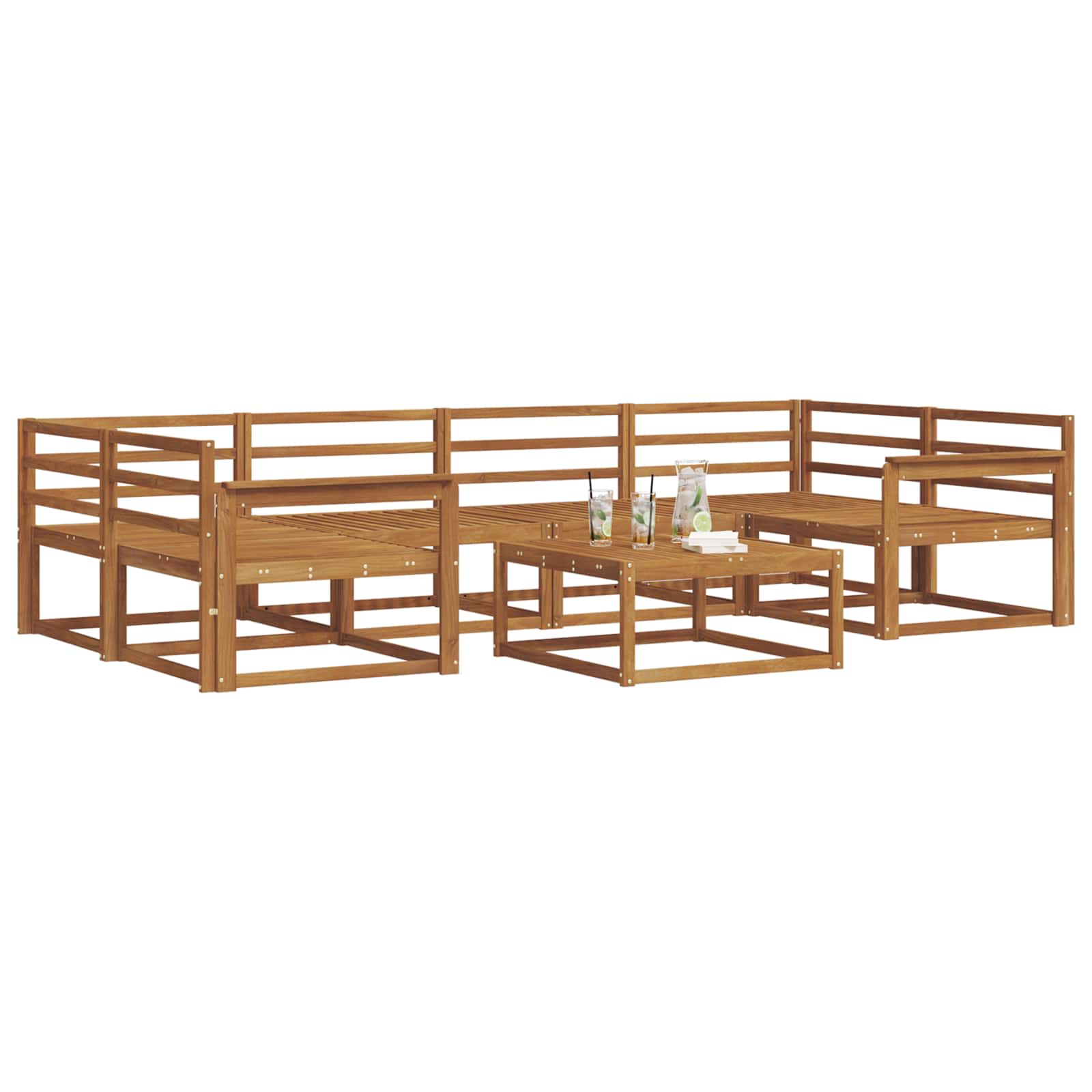 vidaXL Zestaw sof na zewnątrz 7 pcs Naturalny Lite Drewno Akacji
