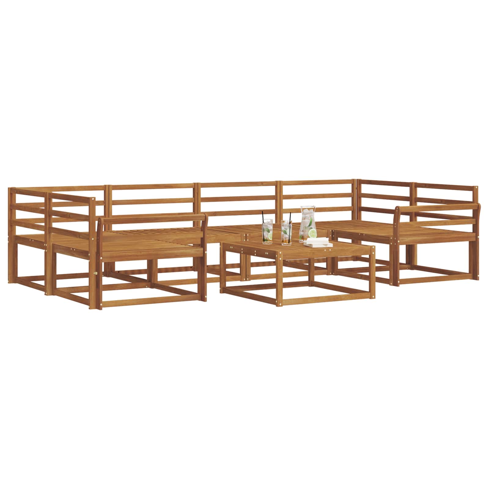 vidaXL Zestaw sof na zewnątrz 7 pcs Naturalny Lite Drewno Akacji