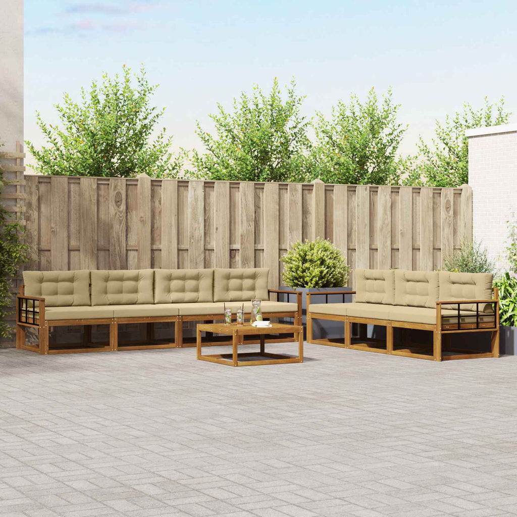 vidaXL Zestaw sof na zewnątrz z poduszką 8 pcs Naturalny i Beżowy