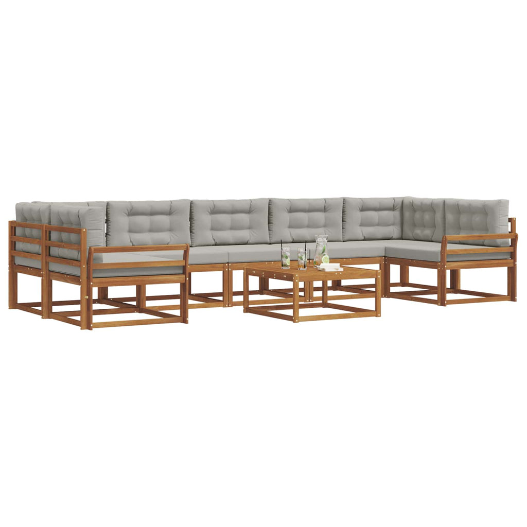 vidaXL Zestaw sof na zewnątrz z poduszką 8 pcs Naturalny i Jasny Szary