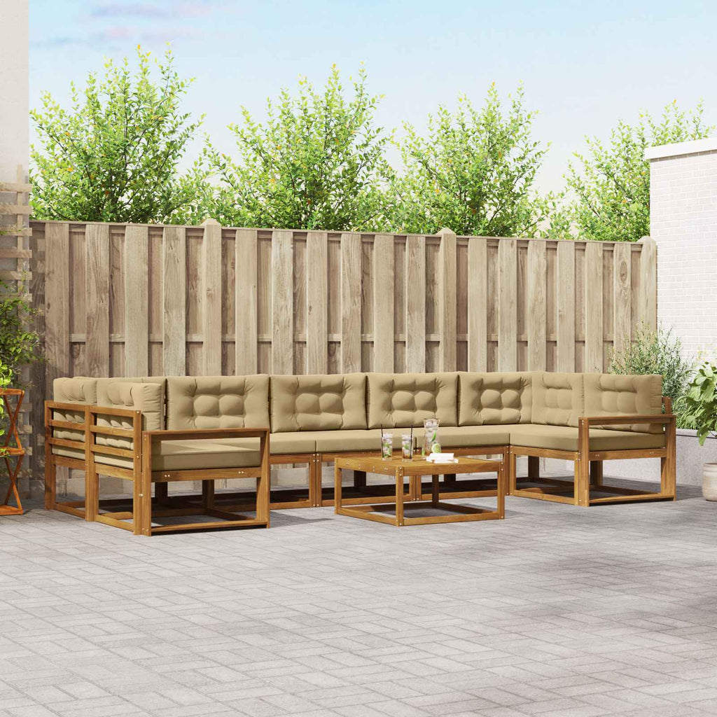 vidaXL Zestaw sof na zewnątrz z poduszką 8 pcs Naturalny i Beżowy