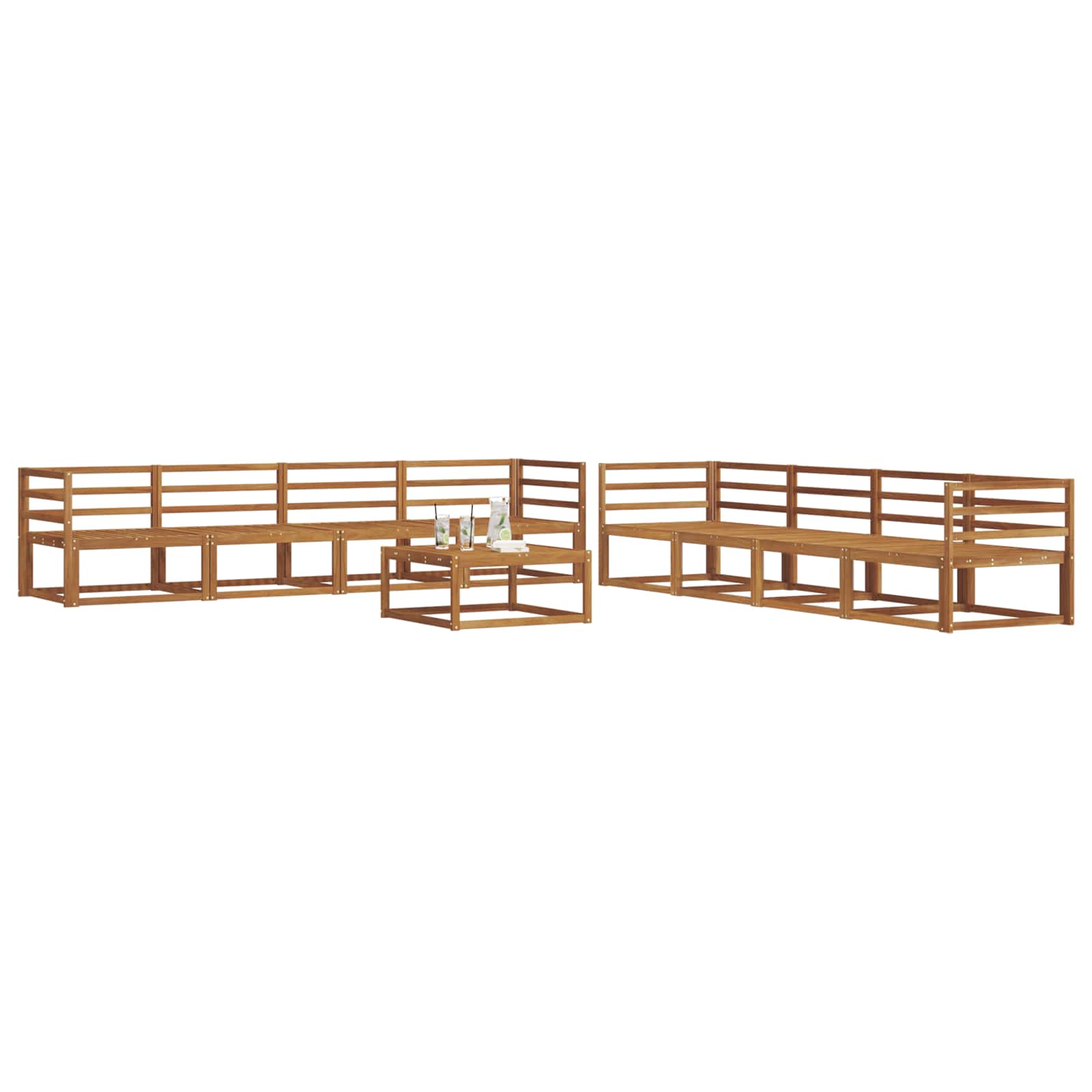 vidaXL Zestaw sof na zewnątrz 9 pcs Naturalny Lite Drewno Akacji