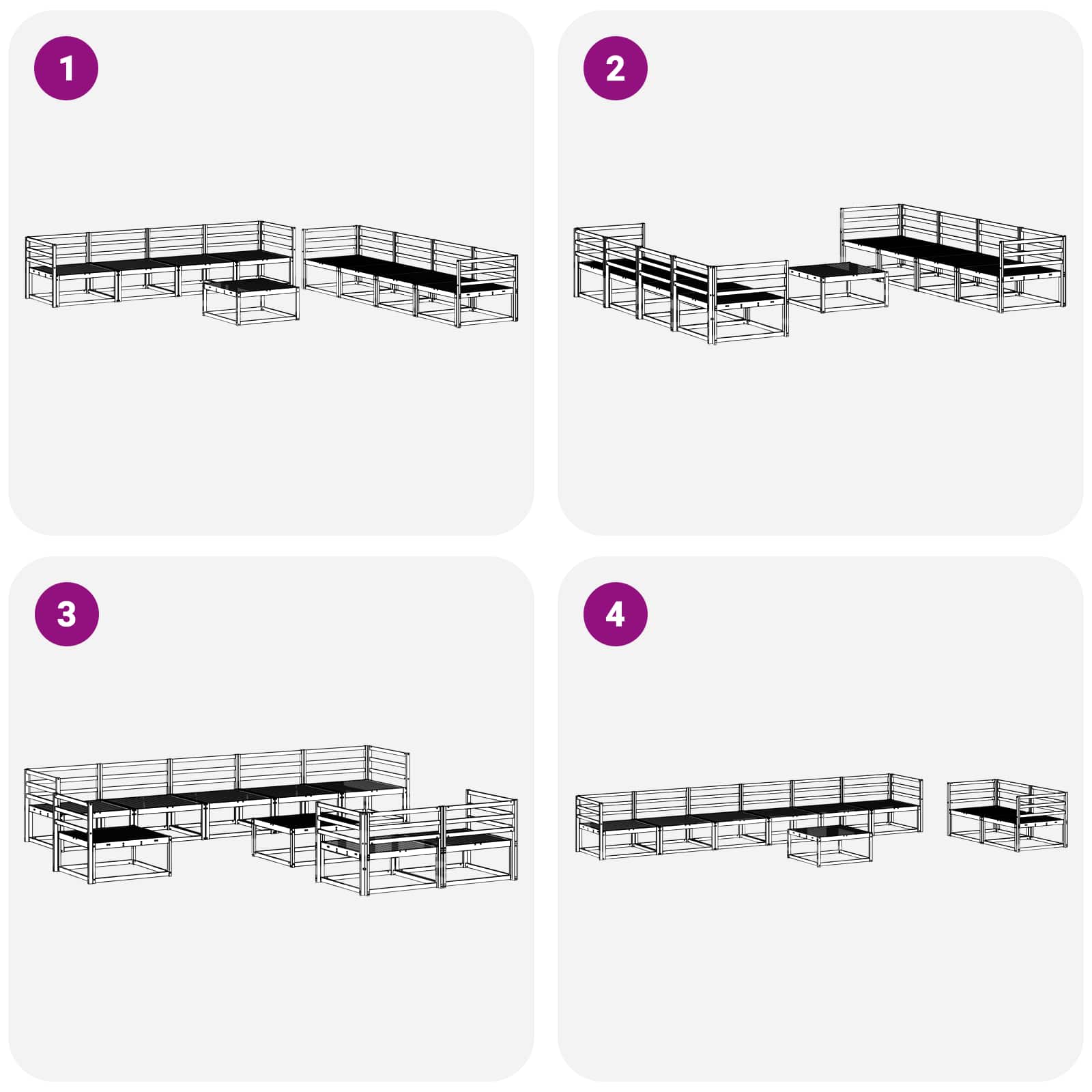 vidaXL Zestaw sof na zewnątrz 9 pcs Naturalny Lite Drewno Akacji