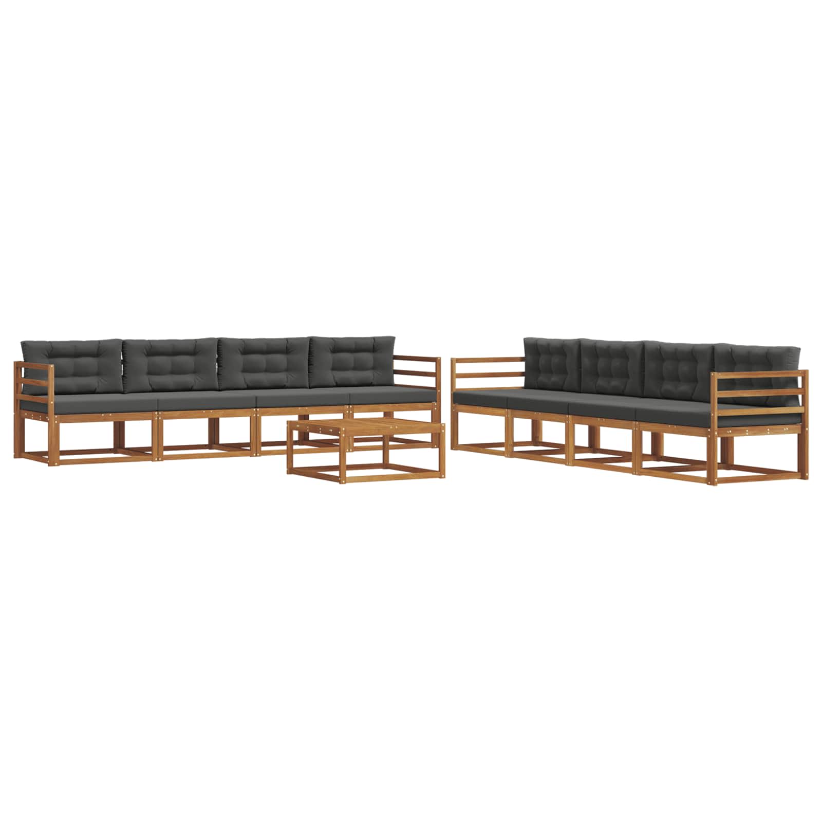 vidaXL Zestaw sof na zewnątrz z poduszką 9 pcs Naturalny i Antracytowy