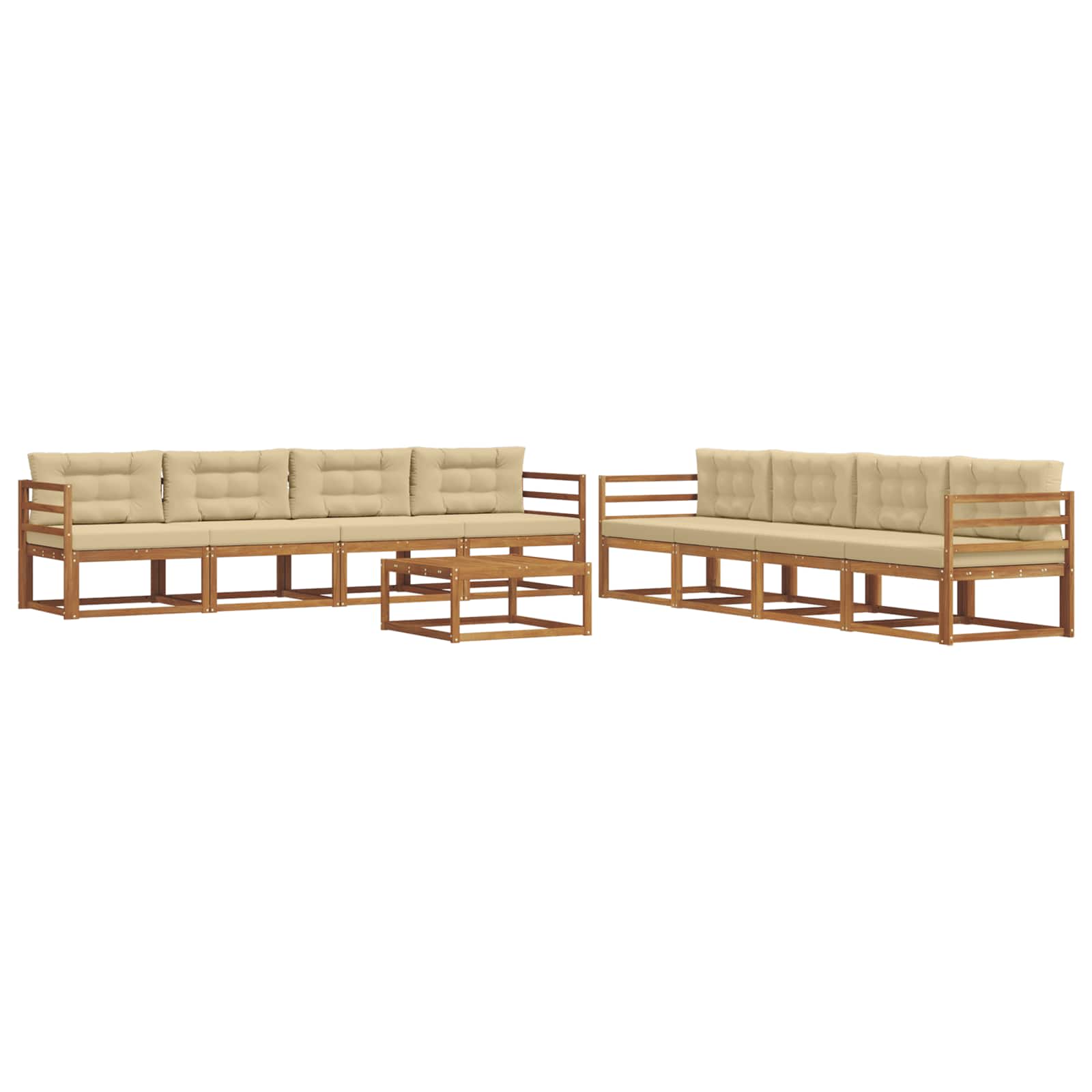 vidaXL Zestaw sof na zewnątrz z poduszką 9 pcs Naturalny i Beżowy