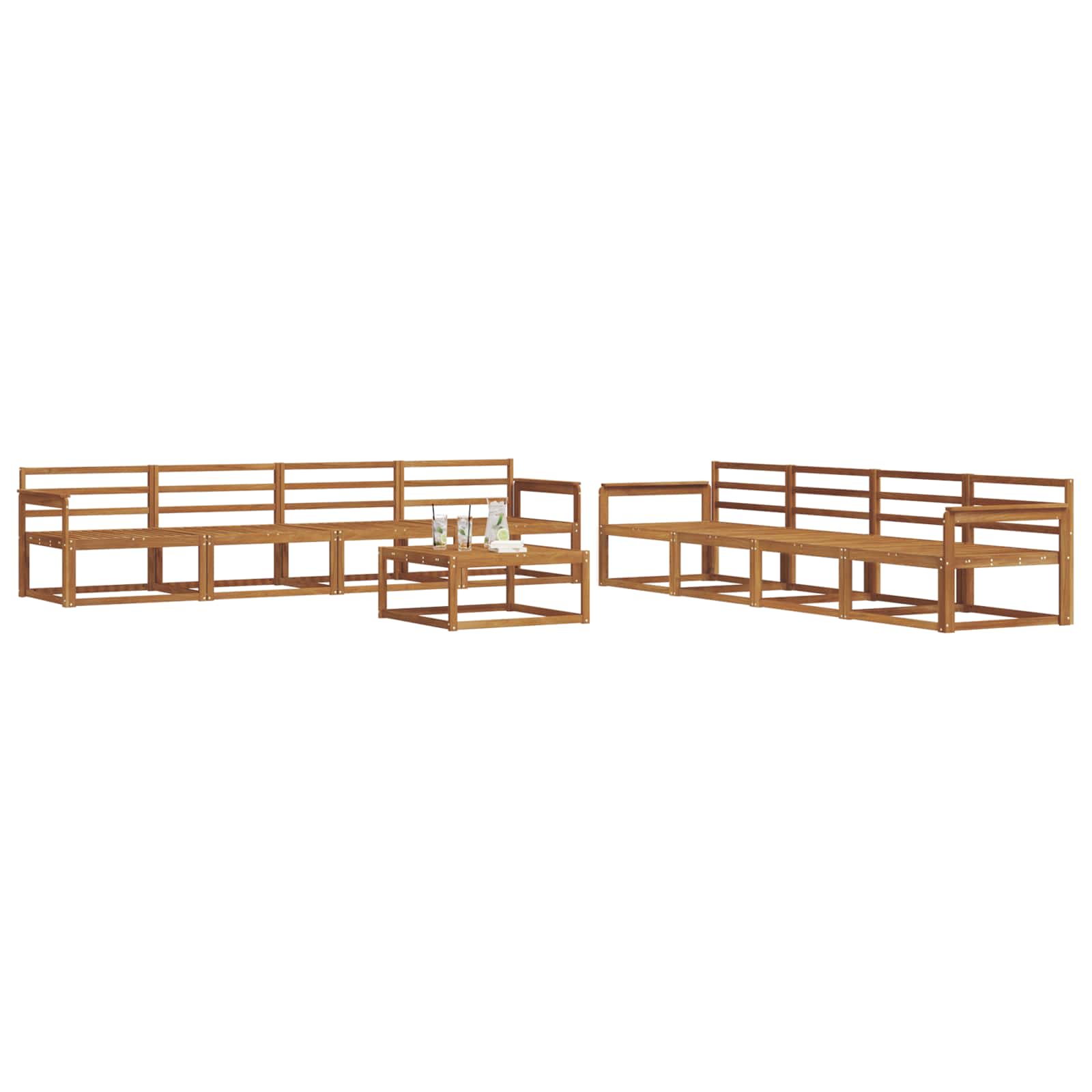 vidaXL Zestaw sof na zewnątrz 9 pcs Naturalny Lite Drewno Akacji
