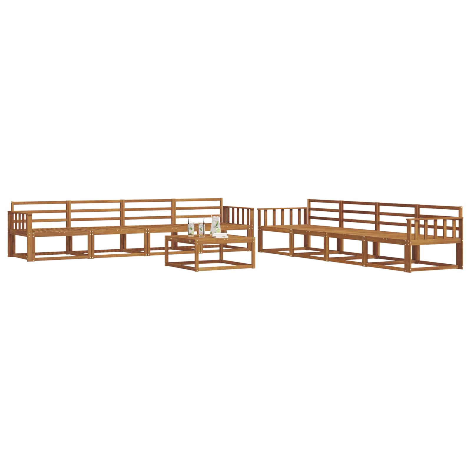vidaXL Zestaw sof na zewnątrz 9 pcs Naturalny Lite Drewno Akacji