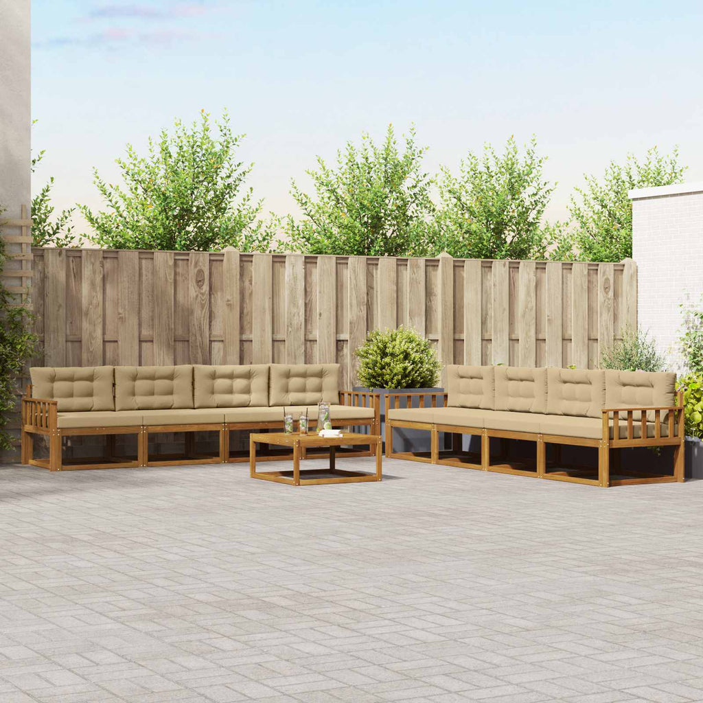 vidaXL Zestaw sof na zewnątrz z poduszką 9 pcs Naturalny i Beżowy
