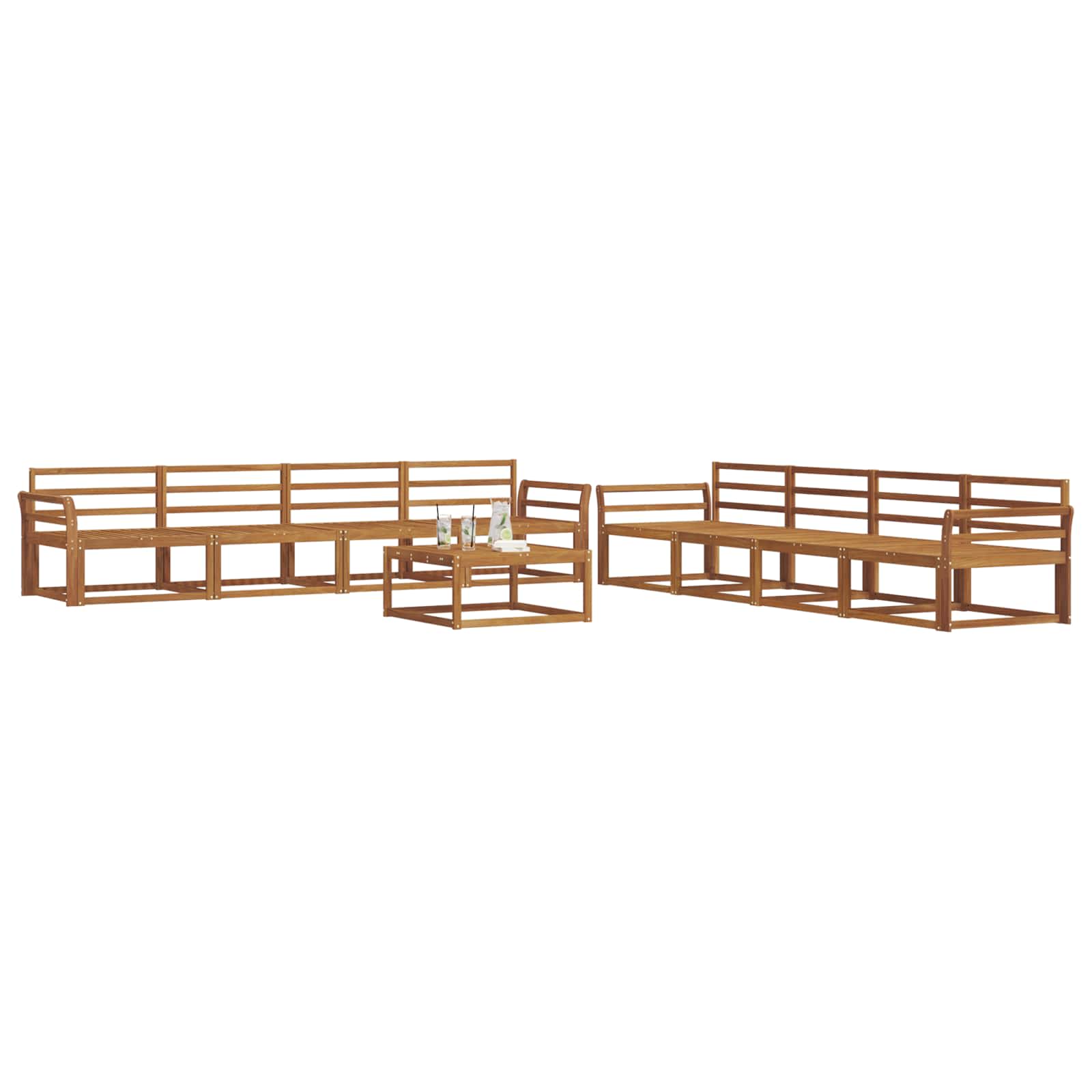 vidaXL Zestaw sof na zewnątrz 9 pcs Naturalny Lite Drewno Akacji