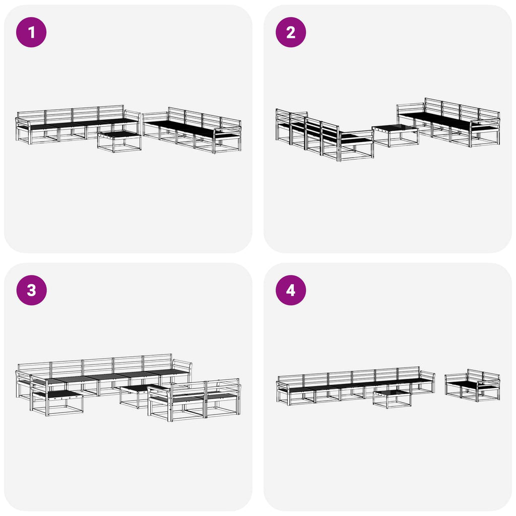 vidaXL Zestaw sof na zewnątrz 9 pcs Naturalny Lite Drewno Akacji