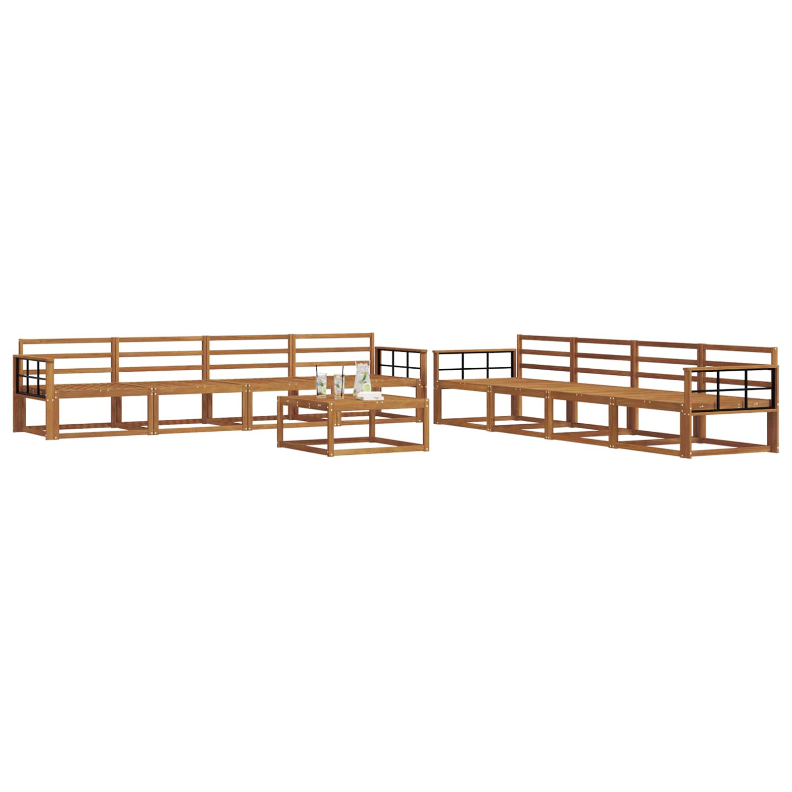vidaXL Zestaw sof na zewnątrz 9 pcs Naturalny Lite Drewno Akacji