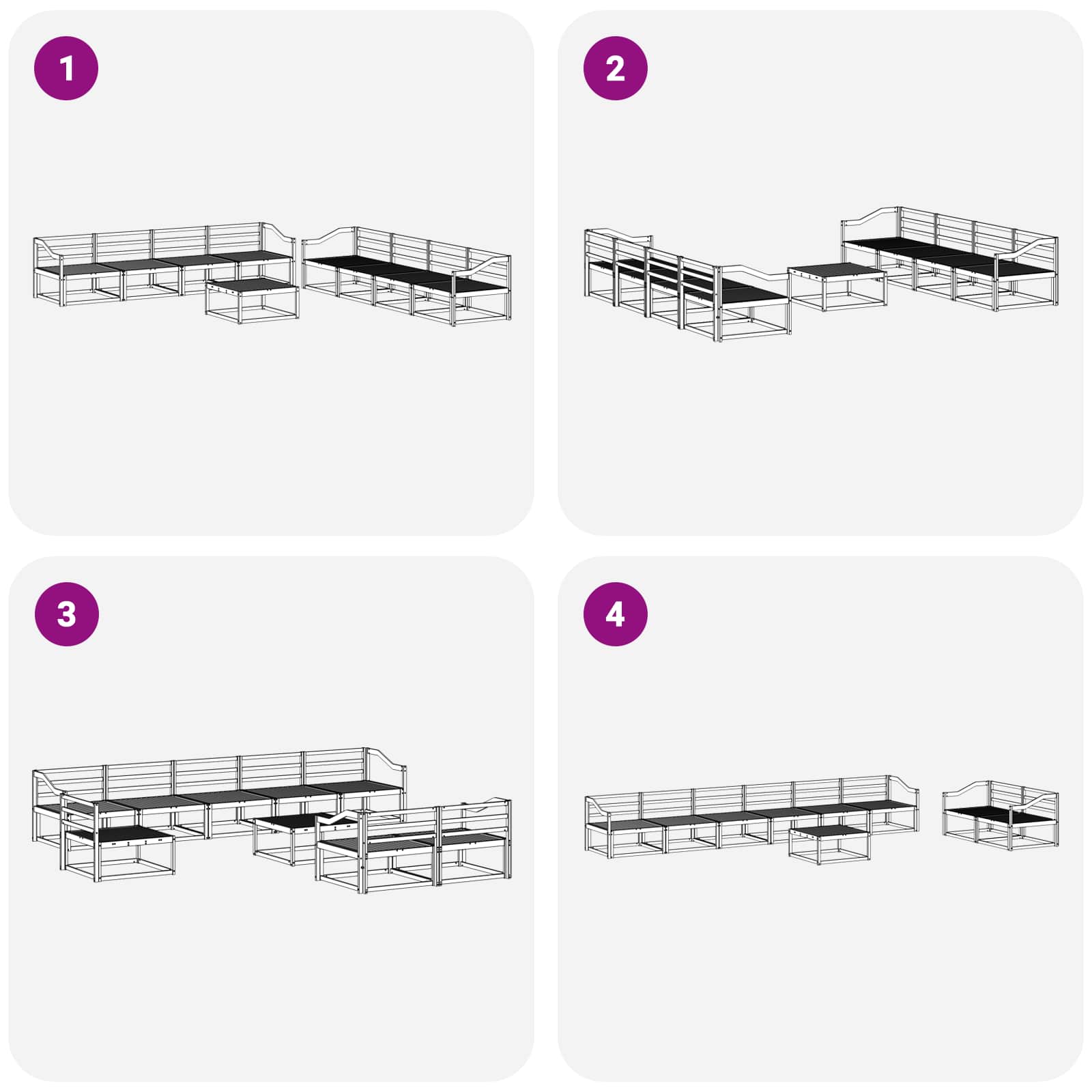 vidaXL Zestaw sof na zewnątrz 9 pcs Naturalny Lite Drewno Akacji