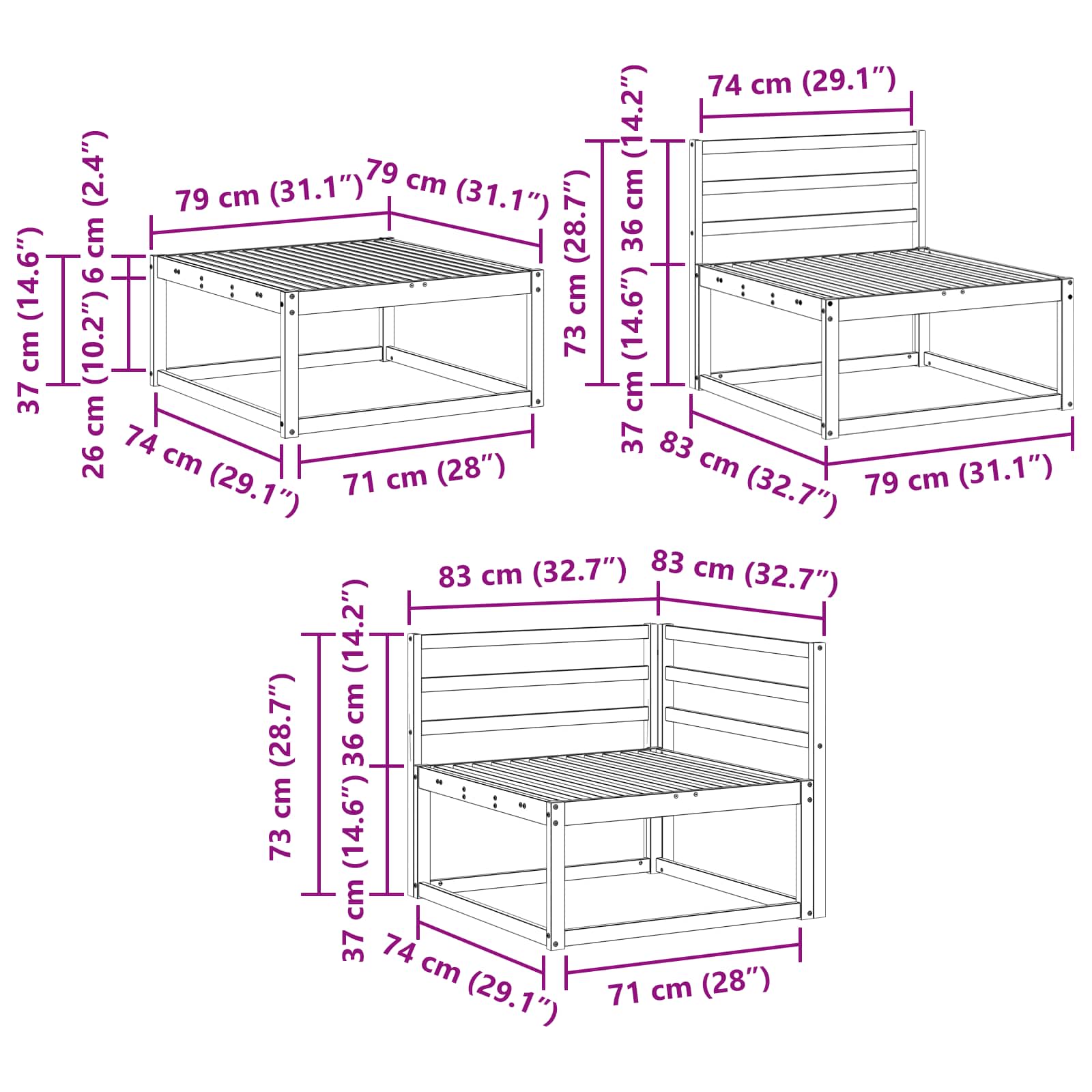 vidaXL Zestaw sof na zewnątrz 5 pcs Naturalny Lite Drewno Akacji